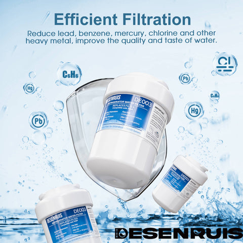 DESENRUIS MWF Water Filter Replacement (compatible with MWF, DE003 system) offers efficient filtration: it reduces lead, benzene, mercury, chlorine and other heavy metals, enhancing water quality and taste for cleaner, better-tasting drinking water.