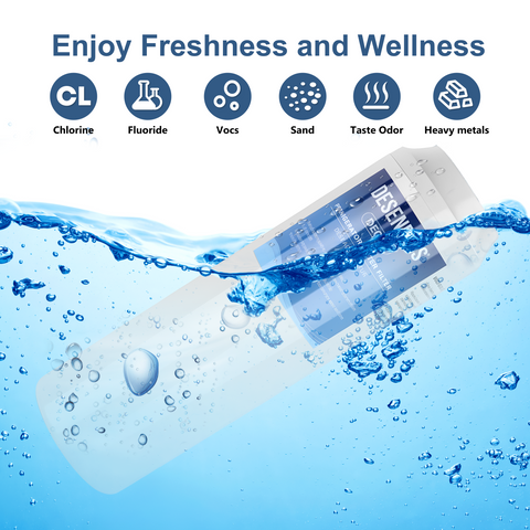 DESENRUIS UKF8001 Replacement Filter lets you enjoy freshness and wellness: it removes chlorine, fluoride, VOCs, sand, taste/odor and heavy metals, delivering purified, crisp water (and ice) for daily use via your refrigerator system.