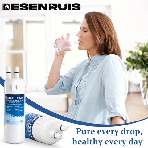 DESENRUIS W10295370A Refrigerator Water Filter Replacement delivers "Pure every drop, healthy every day"—providing clean, safe water for daily drinking, so you can enjoy fresh, purified water with every sip.